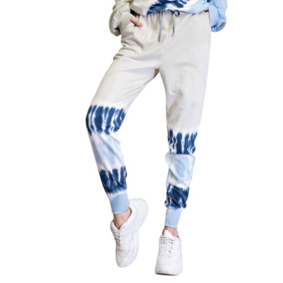 Easel TIE DYE BOTTOM TERRY KNIT JOGGER PANTS SAGE/BLUE 100% CTN Lightweight - Picture 6 of 7